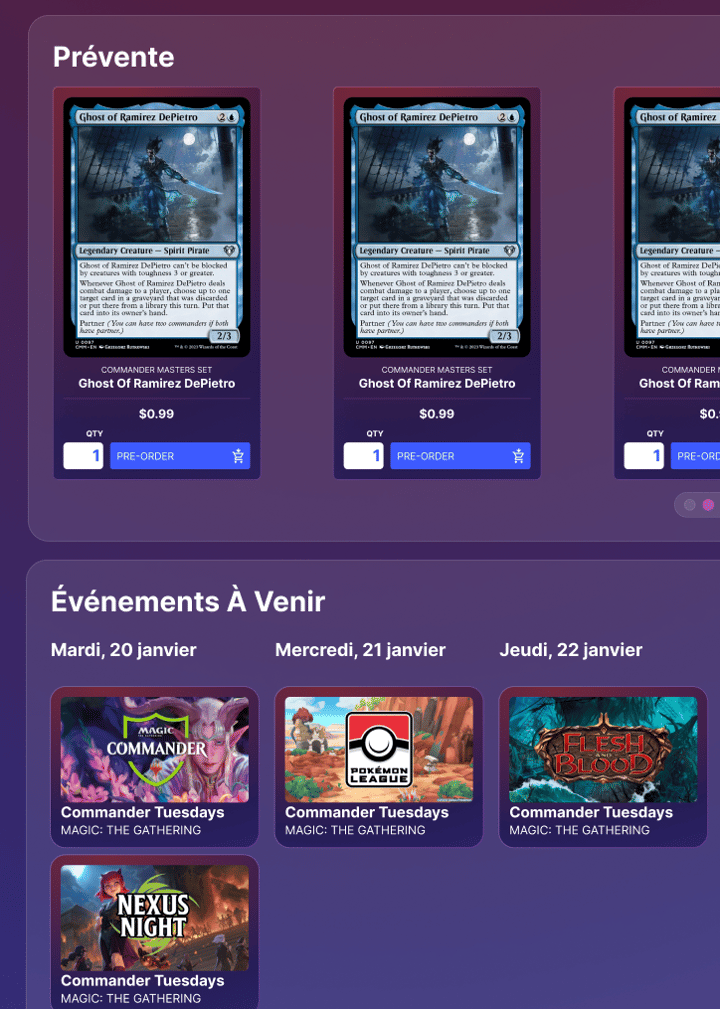 Arène des dieux - Section boutique - Accueil LANDING