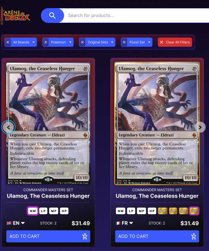 Détail du panier d'achat